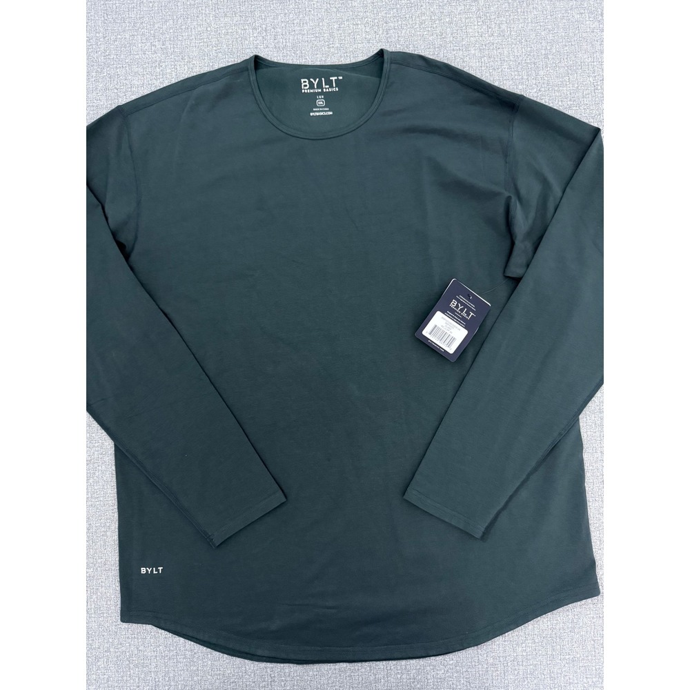 NYT BYLT Premium Basics Drop-Cut Long Sleeve Lux Shirt Deep Pacific Mens 2XL New